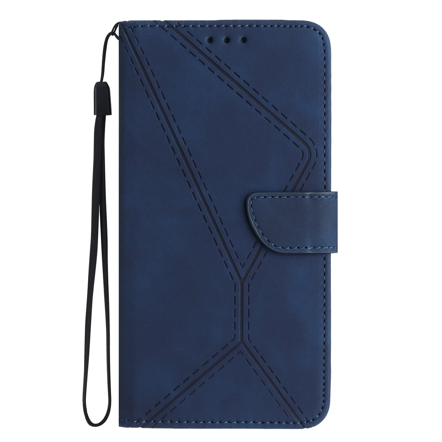 Dteck for Samsung Galaxy S10 Magnetic Wallet Case, Shockproof Card Holder Kickstand Flip Embossed Spliced Lanyard Protective Soft PU Leather Cover, darkblue