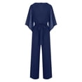 thumbnail image 5 of Lroveb Summer Jumpsuits for Women Wide Leg Pants Overalls Elegant Dressy Jumpsuit 3/4 Sleeve High Waist Holiday Party Belted Rompers Blue, 5 of 6