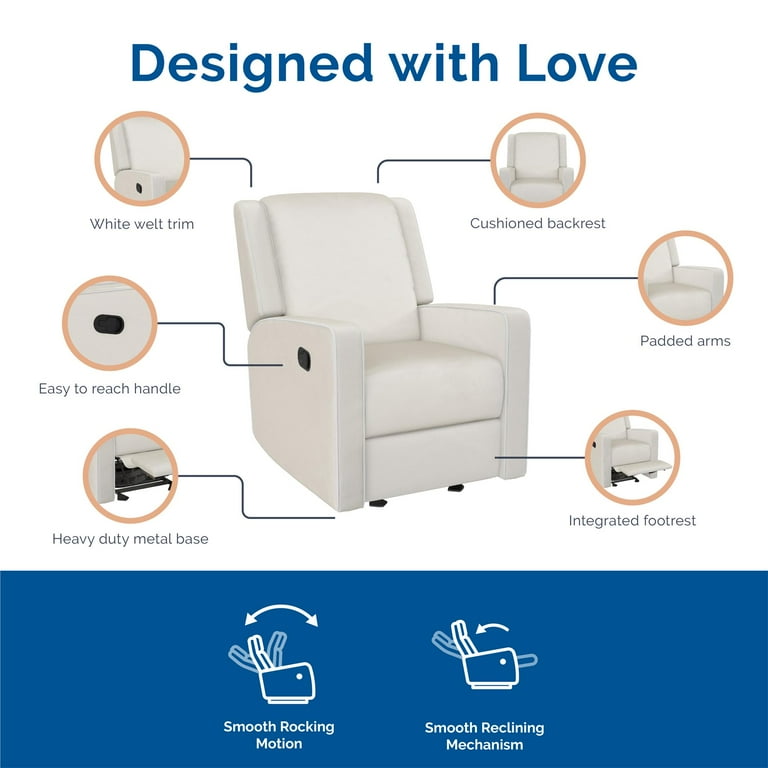 Baby Relax Robyn 2 in 1 Rocker Recliner Chair White Linen