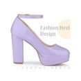 thumbnail image 3 of Allegra K Ankle Strap Chunky Heels Mary Jane Pumps for Women Lavender 7, 3 of 6