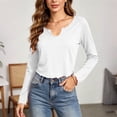 thumbnail image 2 of SROBPTY Womens Fall Top Solid V-Neck Long Sleeve Sport Ruffle Shirts, 2 of 5