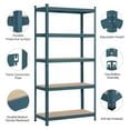 thumbnail image 4 of TYUIOP 5-Tier Utility Shelves, Metal Storage Shelves Garage Shelving Unit Adjustable Garage Storage Shelves Storage Racks Heavy Duty Shed Shelving- Neptune Blue, 35.5 x 16 x 71 Inch, 4 of 5