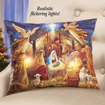 christmas pillow with nativity
