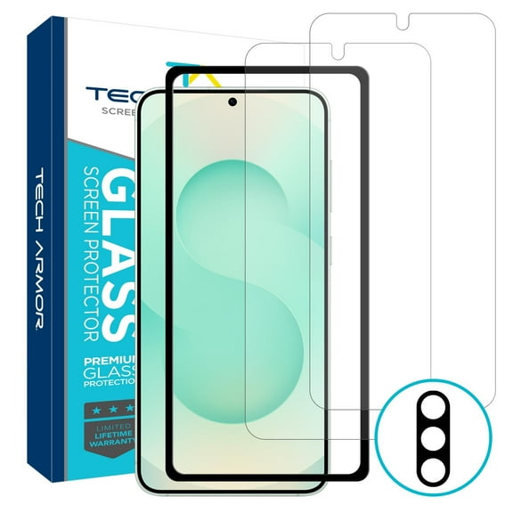 Tech Armor Samsung Galaxy S25 Screen Protector - 2 Pack, Ballistic Tempered Glass, Case-Friendly Design   Installation Tray with Bonus Lens Protector