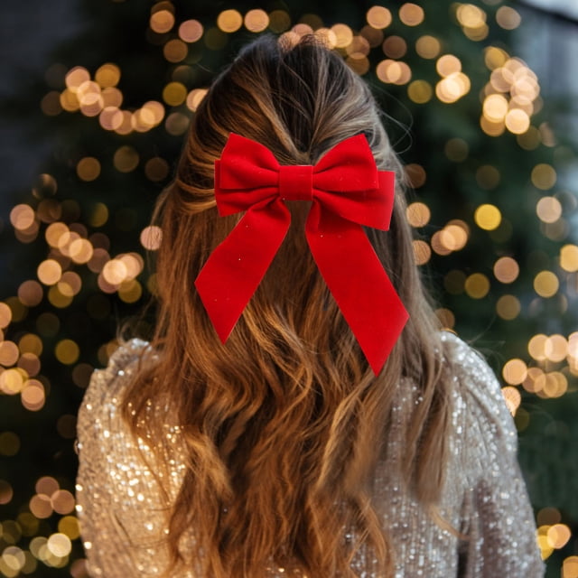 Birdeem Christmas Decorations for the Home, Christmas Decorations for Tree, Christmas Velvet Bow Christmas Decorations Red, Window Christmas Decorations, Red Christmas Tree