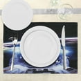 thumbnail image 3 of Ambesonne Space Place Mats Set of 4, Funny Astronaut Cat Humor, Standard Size, Blue White, 3 of 6