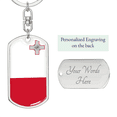 thumbnail image 2 of Malta Flag Swivel Keychain Dog Tag Stainless Steel or 18k Gold, 2 of 8