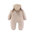 thumbnail image 3 of URMAGIC 0-18 Months Baby Boy Girl Fall And Winter Bodysuit Clothes Toddler Kids Fleece Hooded Romper Outerwear Cartoon Bear Print Snowsuit Thicken Warm Jacket, 3 of 3