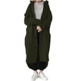 thumbnail image 4 of IROINNID Women's Overcoat Long Sleeve Solid Color Hoodie Outwear, Comfy Buttons Sweatshirts Long Coat with Pockets, 4 of 8