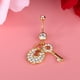 thumbnail image 5 of Joyería piercing del cuerpo del anillo del ombligo del vientre de los diamantes de imitación de la llave de la cerradura chapada en oro de la moda (blanco), 5 of 6