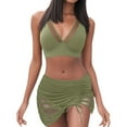 thumbnail image 4 of Women's Bikini Set Mesh Tie Back Two Piece Fashion Sexy Swimsuit with Removable Bra Pads No Underwire for Beach Vacation,Army Green,M, 4 of 4