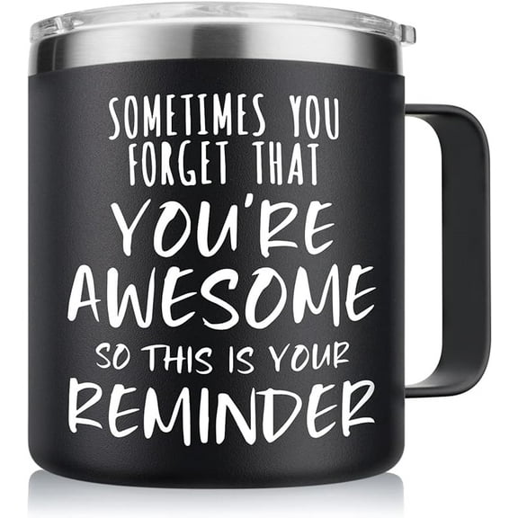 Inspirational Gifts for Men Women, Sometimes You Forget You're Awesome Coffee Mug, Thank You Gifts, Funny Birthday Gifts for Husband Dad, Coworker, Friends on Fathers Day, Black