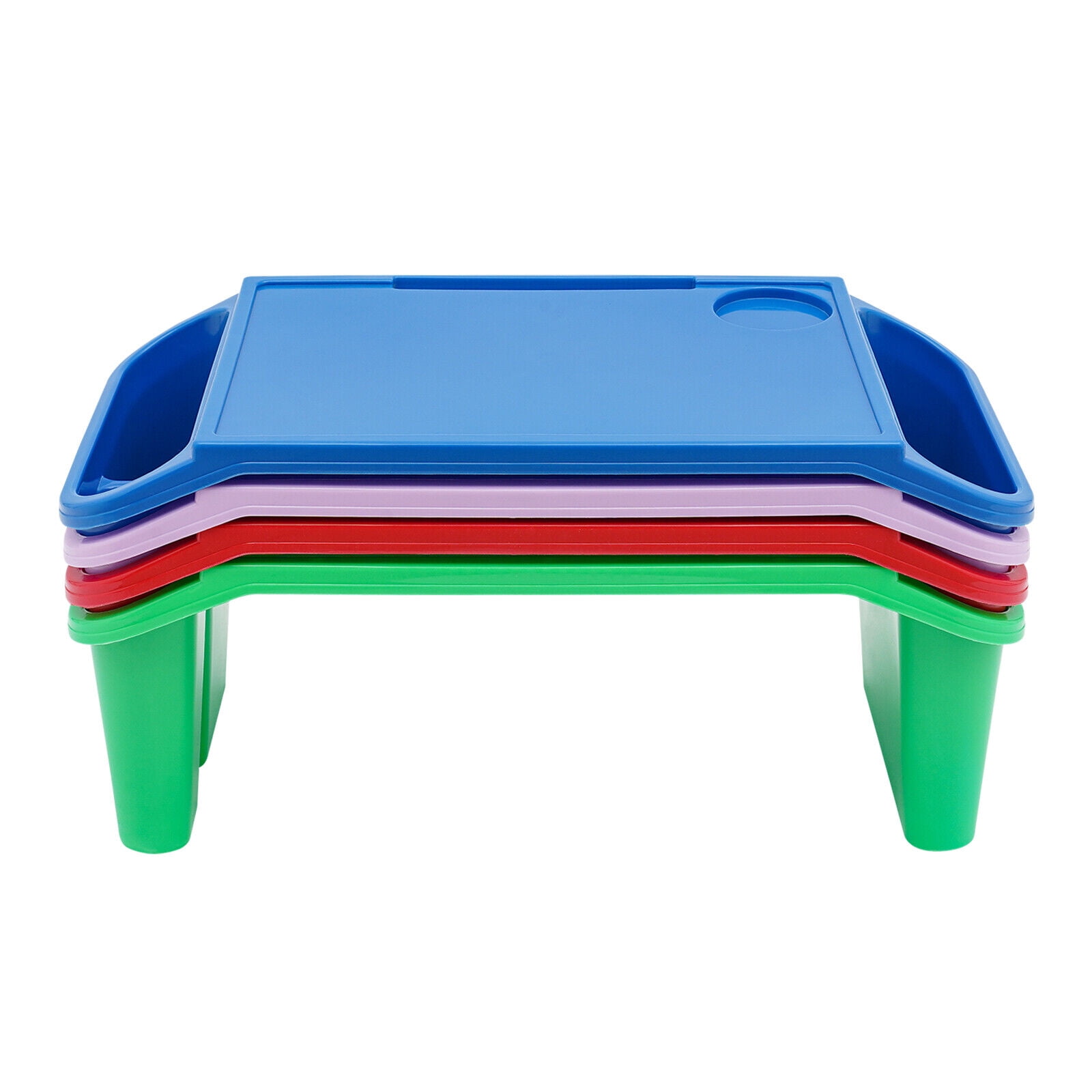 4 Pcs Set Kids Lap Desk Tray, Plastic Breakfast Laptop Trays with Side Pockets