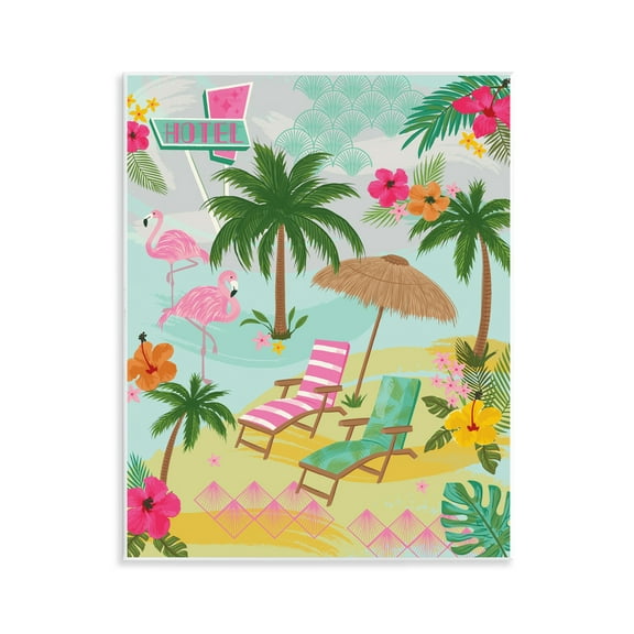 Stupell Industries Tropical Palms Resort Nautical & Beach Painting Unframed Art Print Wall Art, 11 x 14