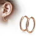 thumbnail image 1 of Paris Jewelry 14K Rose Gold Plated Hinge Seamless Hoop Earrings 10mm, 12mm, 14mm, 16mm, 20mm, 1 of 4