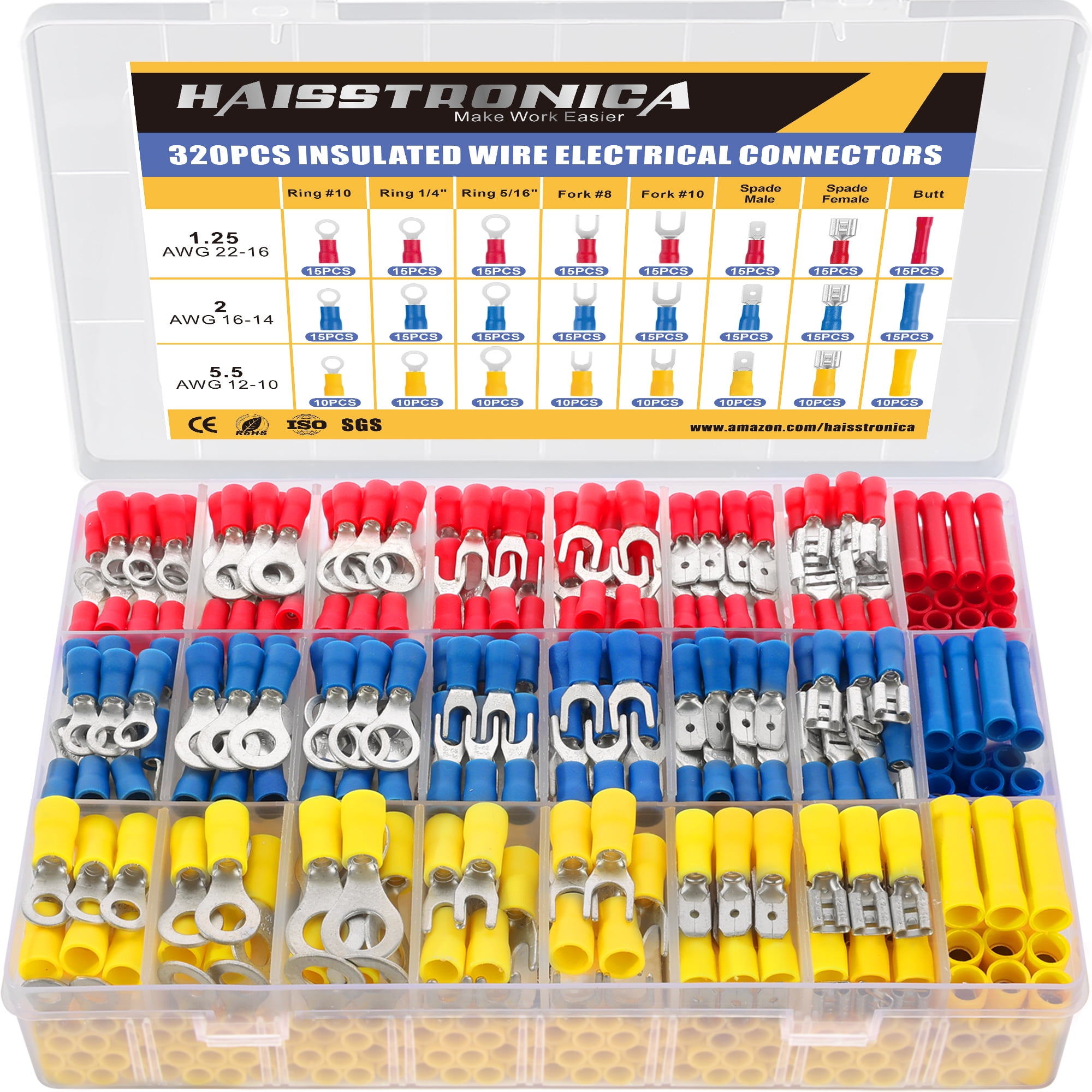 50x T Tap Wire Connectors 18-14 AWG Terminals w Insulated Male Spade Disconnects 