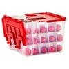 IRIS Wing Lid Holiday Ornament Storage Box with Ornament Divider, Red