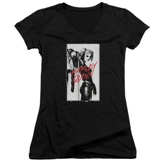 Batman Inked Quinn Junior Women's T-Shirt V-Neck Black