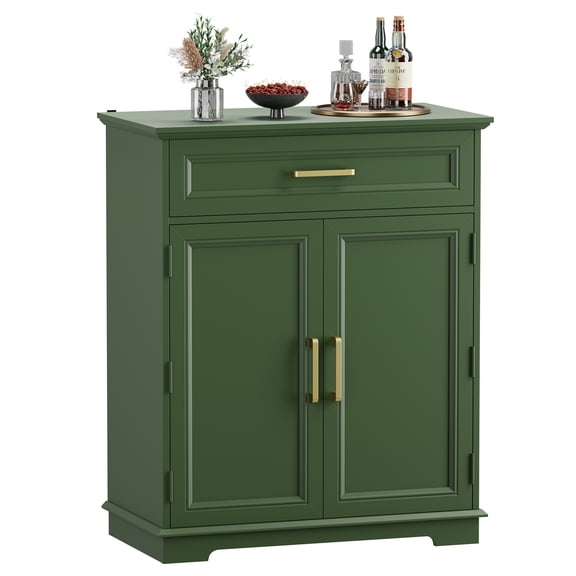 FAGAGA Modern Coffee Bar Cabinet with Storage, 36" Kitchen Buffet Cabinet with Storage Door, Farmhouse Wood Sideboard with Drawer for Kitchen, Dining Room, Reception Room,White