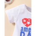 thumbnail image 6 of hirigin Baby Girls Independence Day Outfits, Short Sleeve Crew T-Shirt/Romper, Star Stripe Long Flared/Triangle Pants, Bow Headband, 6 of 9