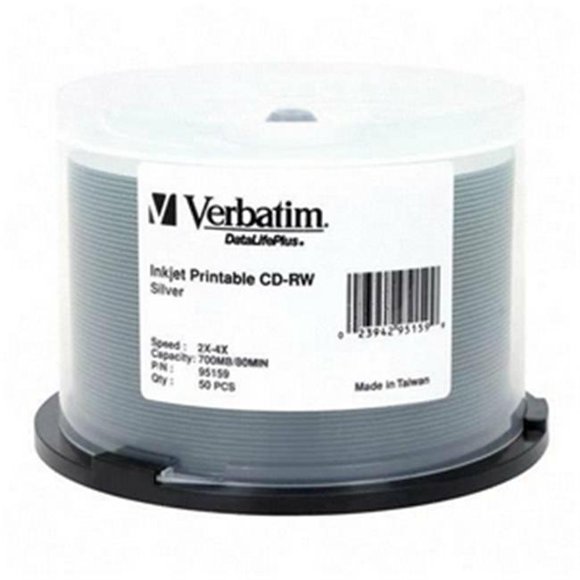 Verbatim DataLifePlus 4x CD-RW Media 700MB Ink Jet Printable 120mm Standard