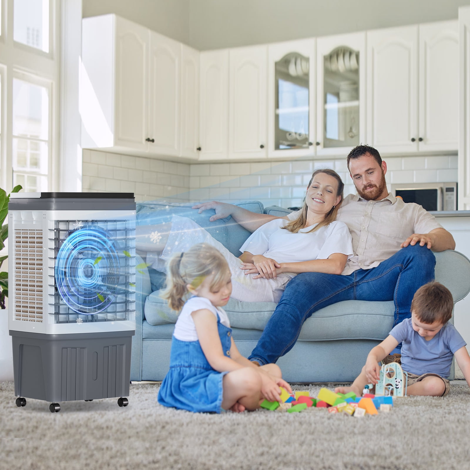 TABU 3-in-1 Portable Evaporative Air Cooler,2354 CFM 6.6 gal Swamp Cooler,7H Timer,Indoor/Outdoor,White