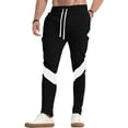 thumbnail image 2 of LWavelet Men's Tapered Joggers Drawstring Waist Side Geometric Panel Design Soft Fabric Comfortable Daily Casual & Streetwear Pants Black L, 2 of 4