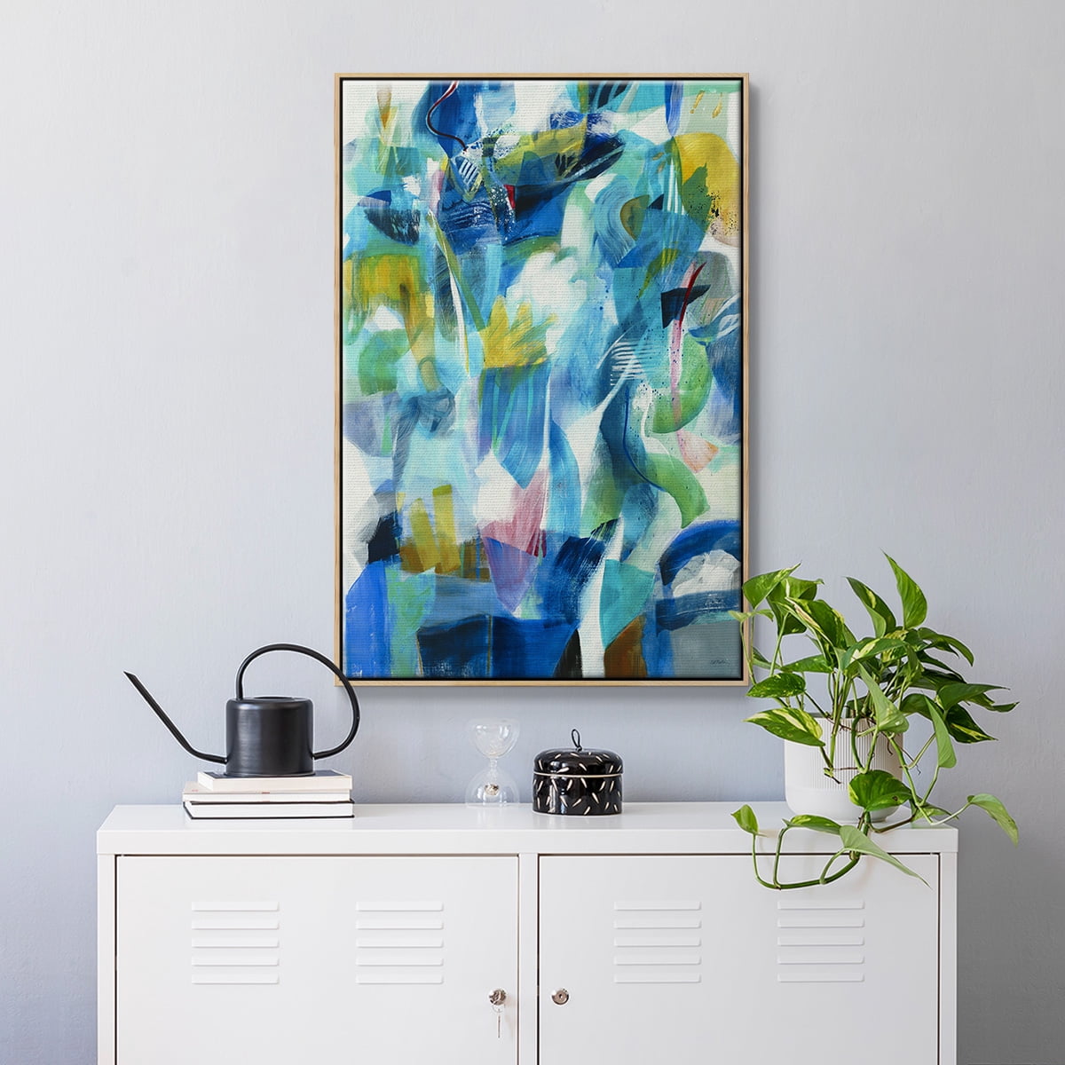 Green Passage Framed Premium Gallery Wrapped Canvas - Ready to Hang - 17 x 25 - Natural Wood Floating Frame