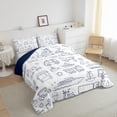 thumbnail image 3 of Feelyou Plane Aircraft Print Bedding Comforter Set for Kids, White Car Train Truck Twin Comforter Sets, Cartoon Vehicle Theme Reversible Bedding Set, Microfiber Bedroom Decor, 2pcs, 3 of 8
