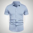 thumbnail image 1 of pstuiky camisetas para hombre, Camisa informal de negocios de color liso con solapa y botones de manga corta para hombre ropa de hombre m, 1 of 6