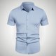 thumbnail image 1 of pstuiky camisetas para hombre, Camisa informal de negocios de color liso con solapa y botones de manga corta para hombre ropa de hombre m, 1 of 6