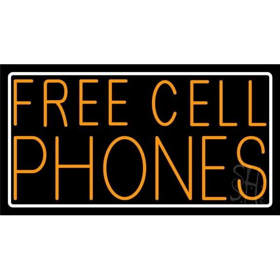 Free Cell Phones With Logo LED Neon Sign 13 x 24 - inches, Clear Edge Cut Acrylic Backing, with Dimmer - Bright and Premium built indoor LED Neon Sign for Computer & Electronics store decor.