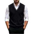 thumbnail image 2 of Zeijnsda Mens Sweater Vests Spring Autumn Pullover Knitted Sweater Vests Fashion Loose V-Neck Tank Tops Solid Color Sleeveless Matching Waistcoats, 2 of 6
