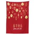 thumbnail image 2 of Chinese New Year Outdoor Tablecloth, Oriental Celebration Icons Swirling Clouds and Ornaments, Decorative Washable Fabric Picnic Tablecloth, 58 X 104 Inches, Dark Coral Pale Yellow White, by Ambesonne, 2 of 2