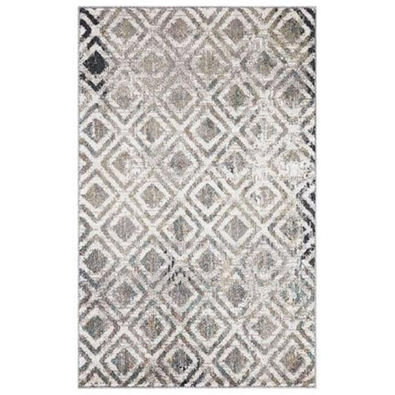 Concord Global Trading 72425 5 x 7 ft. Vintage Diamonds Geometric Rectangle Area Rug, Beige