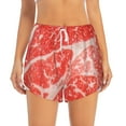 thumbnail image 2 of Pofeuu Beef Steaks Print Women's Athletic Shorts Running Workout Shorts Tummy Control Quick Dry Gym Shorts with Pockets Double layer sports shorts-Small, 2 of 7