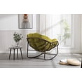 thumbnail image 3 of Indoor & Outdoor Comfy Rocker Chair with Thick Cushion, Oversized Metal Frame Rattan Egg Chair for Balcony Front Porch Garden Patio Backyard (Olive Green), 3 of 7