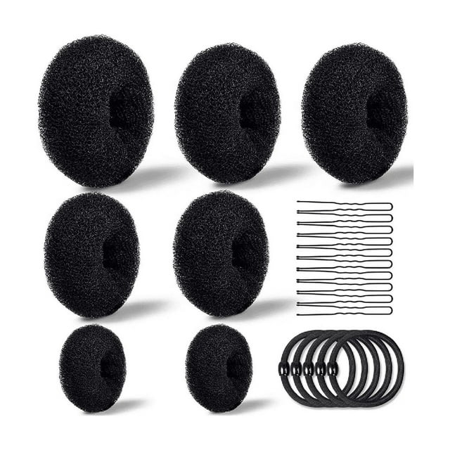 Donas para Chongo Mágico Espuma Con Broche De Cabello Peinados 7 Pzs negro
