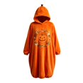 thumbnail image 5 of YUEHUA Adult Hooded Zip Fleece Sleepwear, Men Women Unisex One Piece Onesie Pajamas, Halloween Cute Orange Pumpkin Pattern Relax Fit Indoor Loungewear, 5 of 5