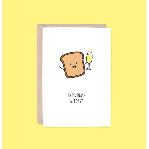 Funny Toast Greeting Card - "Let's Raise a Toast" Design - Blank Inside, Envelope Included - Perfect for Celebrations, Anniversaries, or Just Because