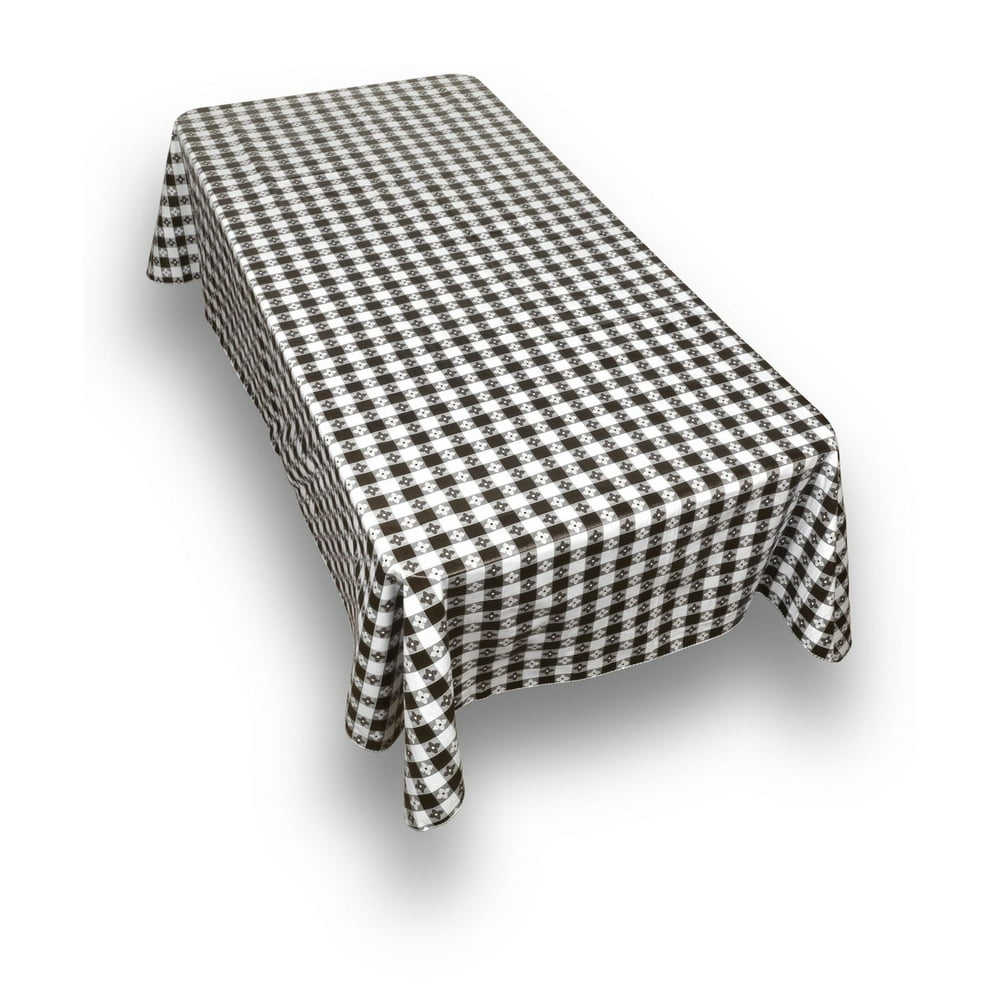 SpillGuard Buffalo Check Flannel Backed Vinyl Tablecloth (52" x 70" Oblong) Black/ White