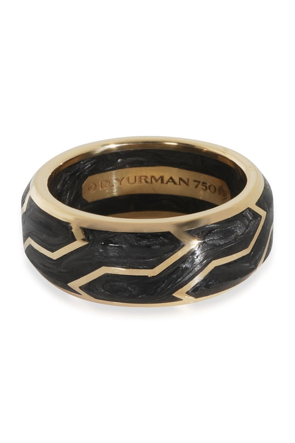 Pre-Owned 18K Yellow Gold & Forged Carbon David Yurman Streamline Band, Size 7