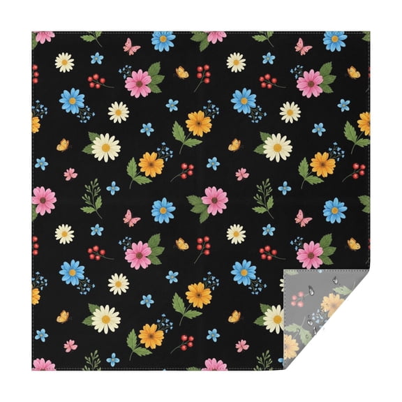 Pioneer Flower Floral Print Pattern Square Tablecloth, Waterproof Wipeable Spillproof Washable Table Cover for Home Kitchen Party Decor, 42"x42"