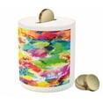 thumbnail image 3 of Pastel Piggy Bank, Oil Painting Style Abstract Watercolors Brushstrokes Mottled Messy Vibrant Print, Ceramic Coin Bank Money Box for Cash Saving, 3.6" X 3.2", Multicolor, by Ambesonne, 3 of 4