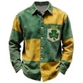 thumbnail image 3 of FASHOFT St Patricks Day Shirt Men Long Sleeve Button Down Shirts Shamrock Clover Graphic Plaid T-Shirts Green XXL, 3 of 3