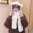 thumbnail image 4 of Ywmsfl Fashion Teenager Cartoon Plush 3in1 Hats Gloves Scarf Suits Women Winter Outdoor Warm Hat Students Windproof Supplies, 4 of 10
