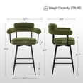 thumbnail image 2 of ONEVOG 26.7'' Swivel Counter Height Stools Set of 2, Modern Barrel Bar Stools with Backs & Arm Rest, Upholstered Sherpa Counter Chairs for Kitchen Island, Green, 2 of 9