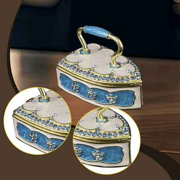 Caja de baratijas, adorno para regalo de cumpleaños, decoración del hogar, organizador decorativo, organizador de joyas coleccionables, regalo único Azul