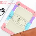 thumbnail image 4 of iPad Mini 5 Case, iPad Mini 4 Case, Dual Layer Shockproof Heavy Duty Rugged Hybrid Kickstand Protective Cover with Shoulder Strap & Pencil Holder, Colorful Pink, 4 of 9