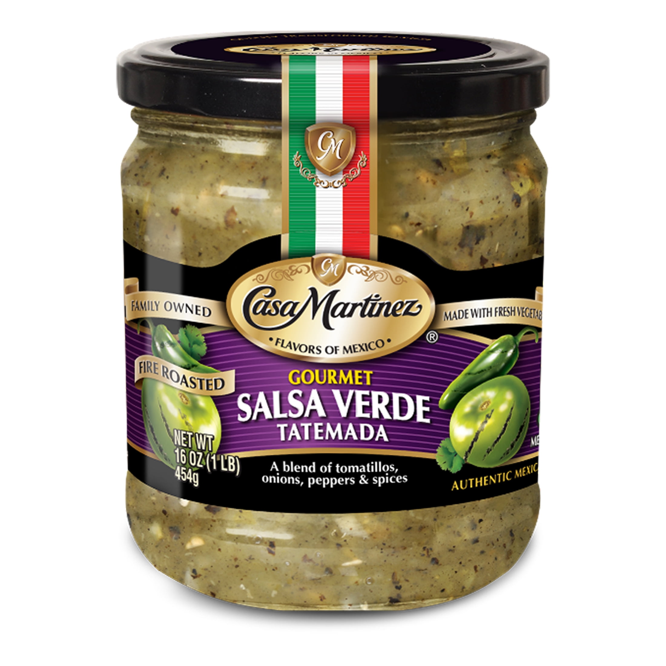 (2 pack) Casa Martinez Medium Fire Roasted Tatemada Salsa Verde, 16 oz